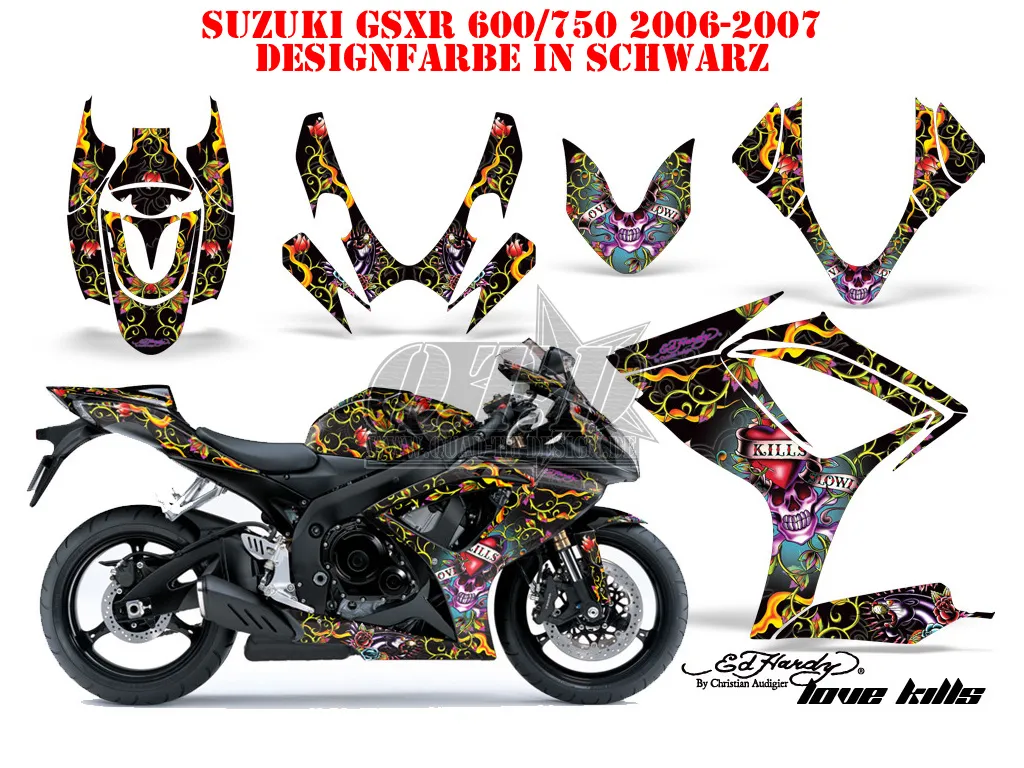 Ed-Hardy - LoveKills Schwarz Suzuki GSXR 600/750 2006-2007