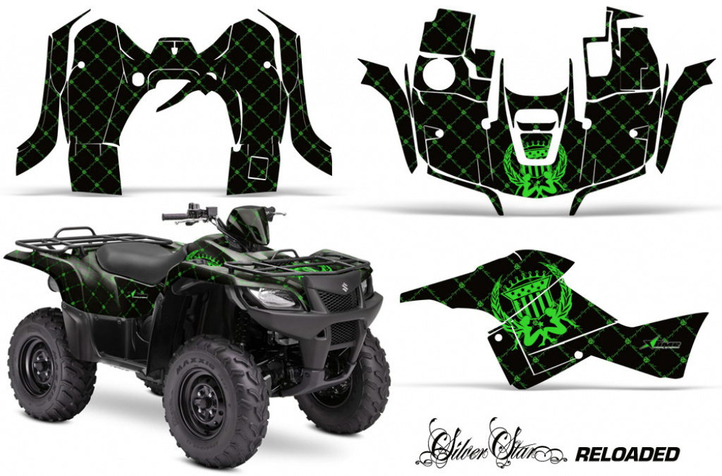 SilverStar - Reloaded Hintergrund = Schwarz, Designfarbe = Grün für Suzuki KingQuad LT-A 500/700/750 AXI bis 2018