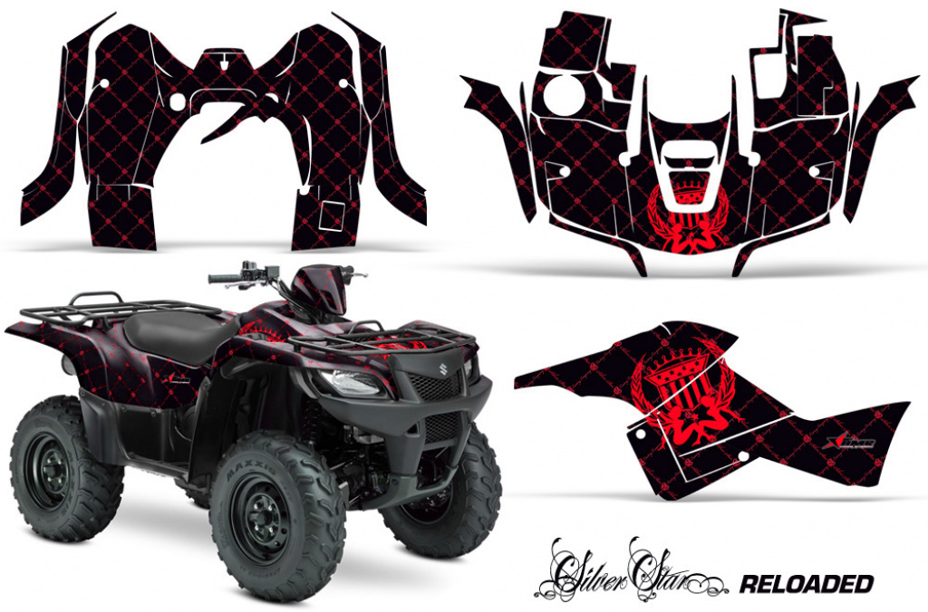 SilverStar - Reloaded Hintergrund = Schwarz, Designfarbe = Rot für Suzuki KingQuad LT-A 500/700/750 AXI bis 2018