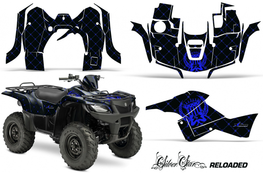 SilverStar - Reloaded Hintergrund = Schwarz, Designfarbe = Blau für Suzuki KingQuad LT-A 500/700/750 AXI bis 2018