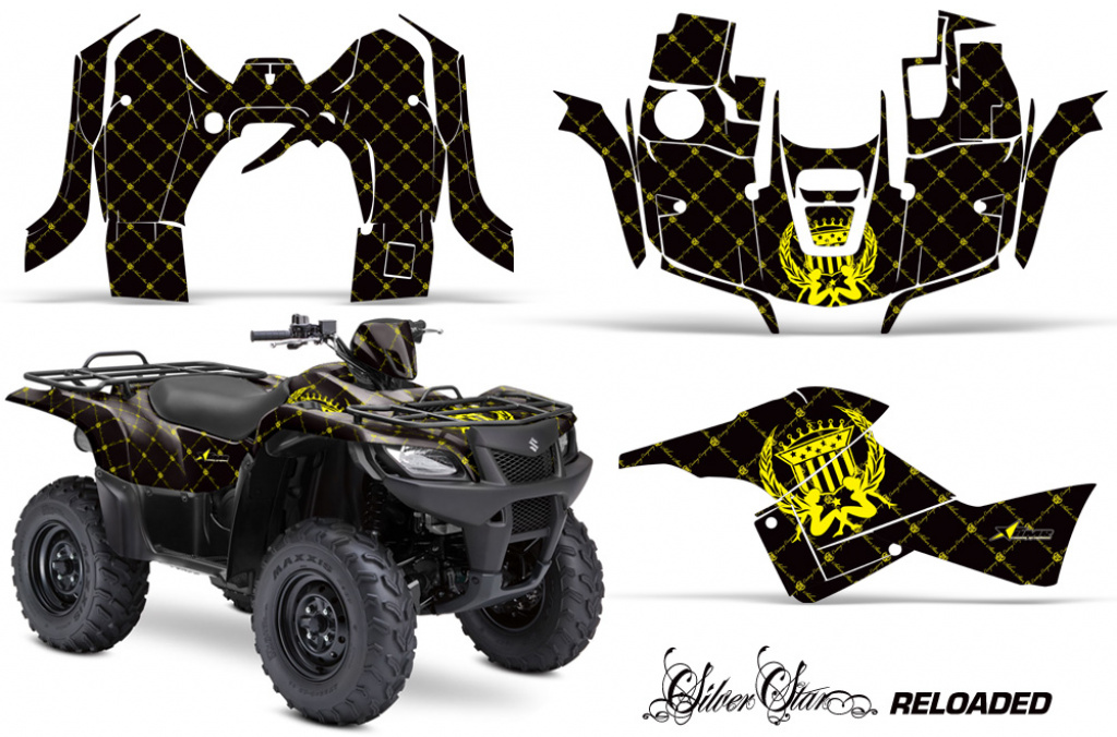 SilverHaze - Reloaded Hintergrund = Schwarz, Designfarbe = Gelb für Suzuki KingQuad LT-A 500/700/750 AXI bis 2018