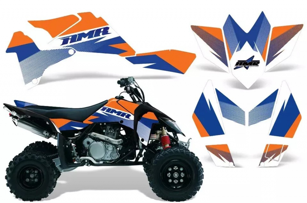 Velocity Hintergrund = Blau, Designfarbe = Orange für Suzuki LTR 450