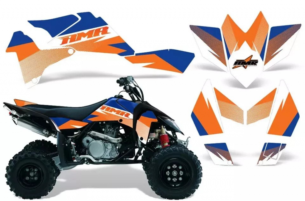 Velocity Hintergrund = Orange, Designfarbe = Blau für Suzuki LTR 450