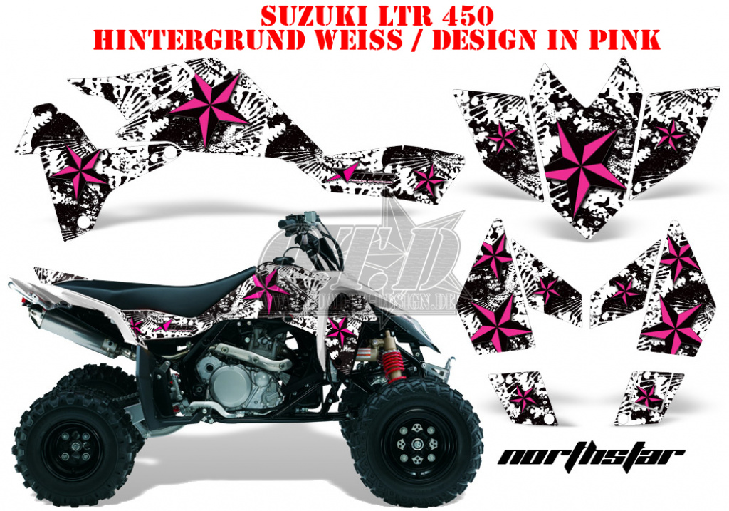 Northstar Hintergrund = Weiß, Designfarbe = Pink für Suzuki LTR 450