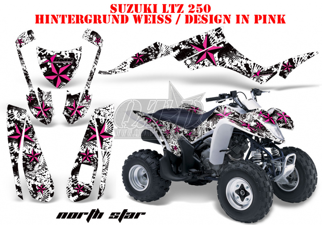 Northstar Hintergrund = Weiß, Designfarbe = Pink für Suzuki LTZ 250