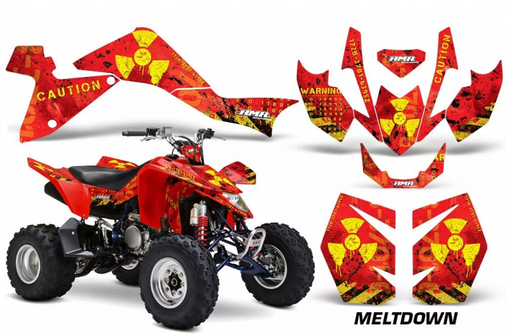 Meltdown Hintergrund = Rot, Designfarbe = Gelb für Suzuki LTZ 400 2009+