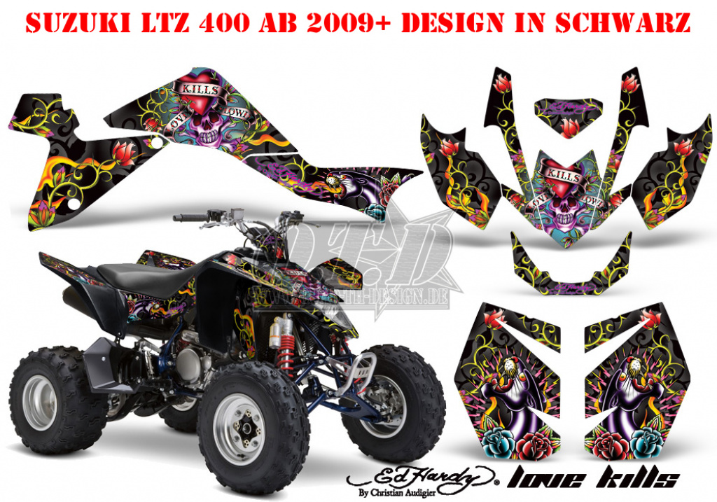 Ed-Hardy - LoveKills Schwarz für Suzuki LTZ 400 2009+