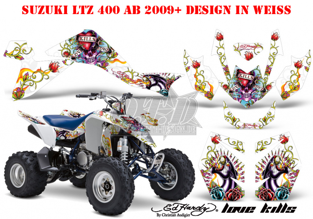 Ed-Hardy - LoveKills Weiß für Suzuki LTZ 400 2009+