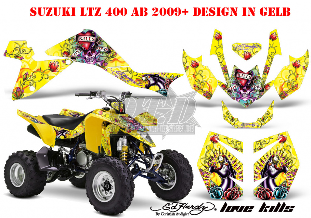 Ed-Hardy - LoveKills Gelb für Suzuki LTZ 400 2009+