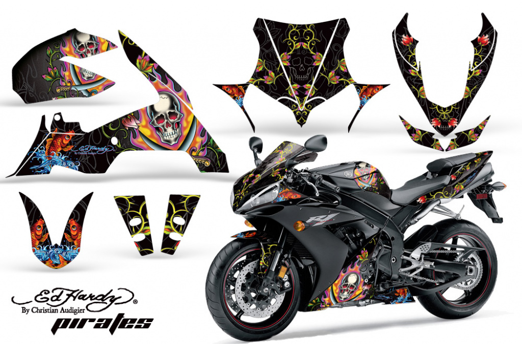 Ed-Hardy - Pirates Schwarz für Yamaha YZF R1 2004-2006