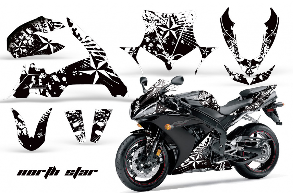 Northstar Hintergrund = Weiß, Designfarbe = Weiß für Yamaha YZF R1 2004-2006