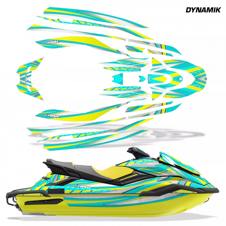 Dynamik Hintergrund = Teal Blau, Designfarbe = Gelb für Yamaha FX Cruiser SVHO 2019-2021