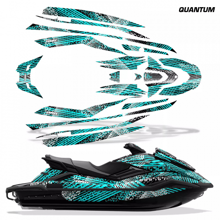 Quantum Hintergrund = Schwarz, Designfarbe = Teal Blau für Yamaha FX Cruiser SVHO 2019-2021