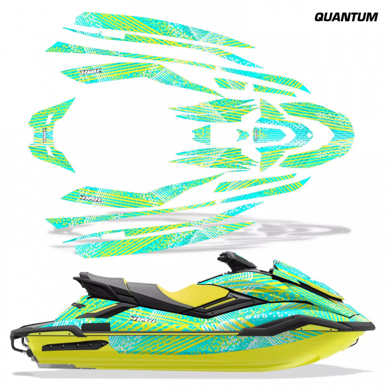 Quantum Hintergrund = Teal Blau, Designfarbe = Gelb für Yamaha FX Cruiser SVHO 2019-2021