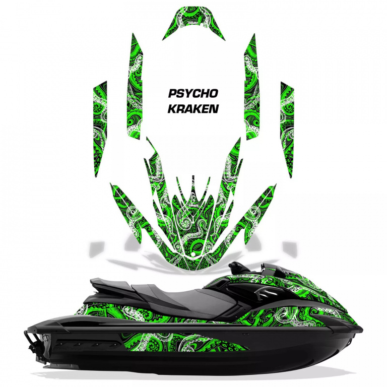 Psycho Kraken Background = Black, Design color = Green for Yamaha FZR 2009-2016