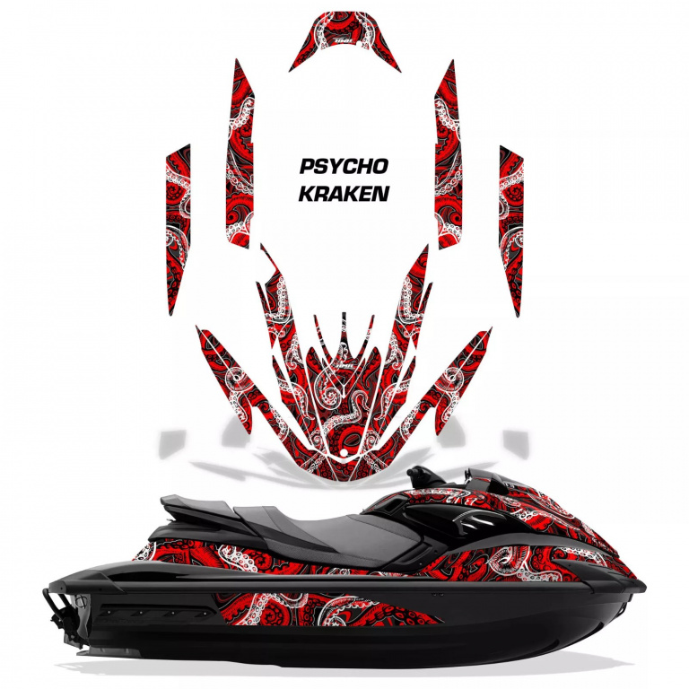 Psycho Kraken Background = Black, Design color = Red for Yamaha FZR 2009-2016