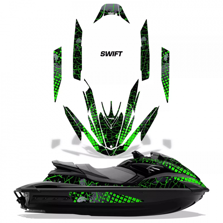 Swift Background = Black, Design color = Green for Yamaha FZR 2009-2016