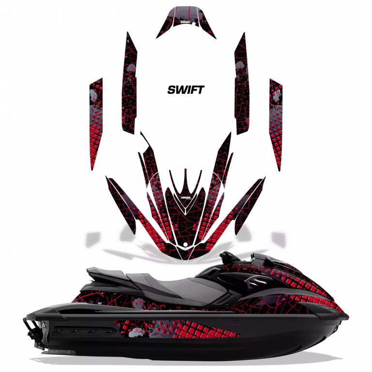 Swift Background = Black, Design color = Red for Yamaha FZR 2009-2016