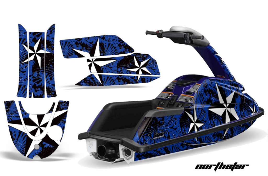 Northstar Hintergrund = Blau, Designfarbe = Weiß für Yamaha Superjet (Runde Nase)
