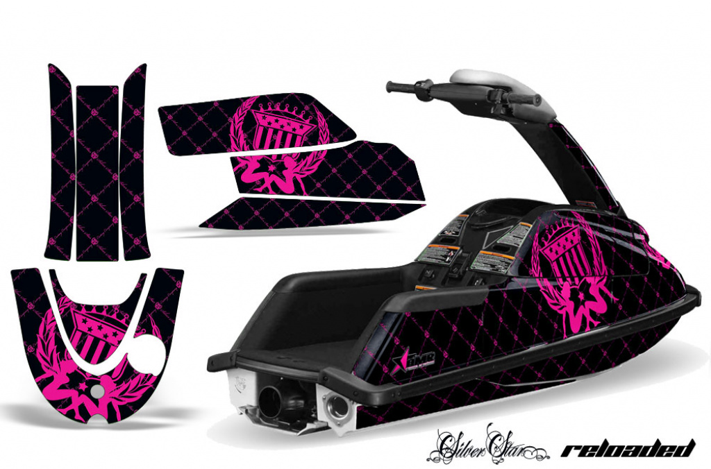 SilverStar - Reloaed Hintergrund = Schwarz, Designfarbe = Pink für Yamaha Superjet (Runde Nase)