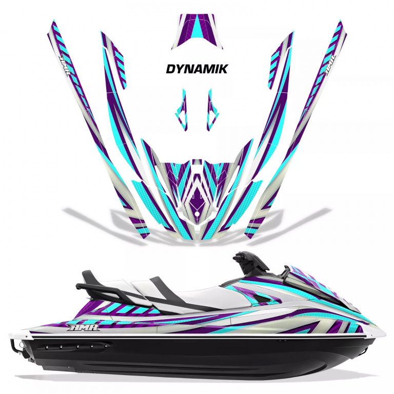 Dynamik Hintergrund = Lila, Designfarbe = Teal Blau für Yamaha VX Cruiser/VX Deluxe 2015-2020