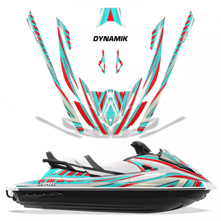 Dynamik Hintergrund = Teal Blau, Designfarbe = Rot für Yamaha VX Cruiser/VX Deluxe 2015-2020