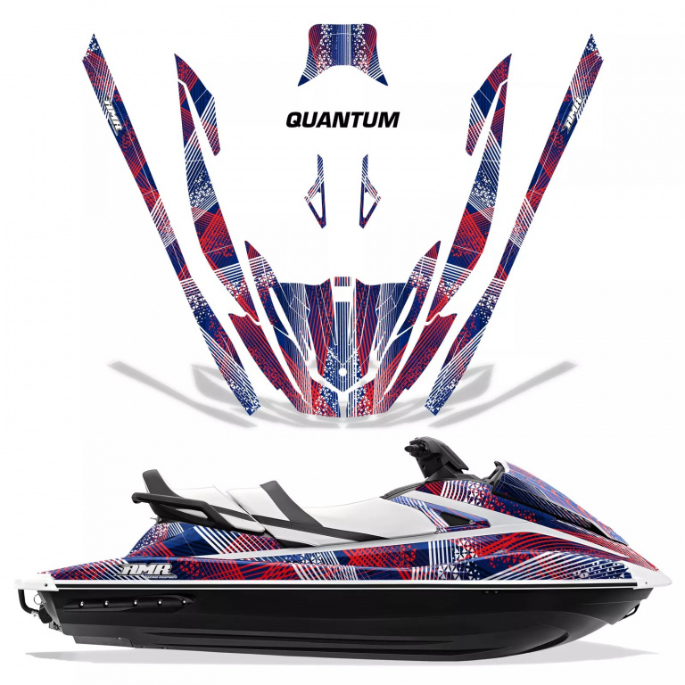 Quantum Hintergrund = Blau, Designfarbe = Rot für Yamaha VX Cruiser/VX Deluxe 2015-2020