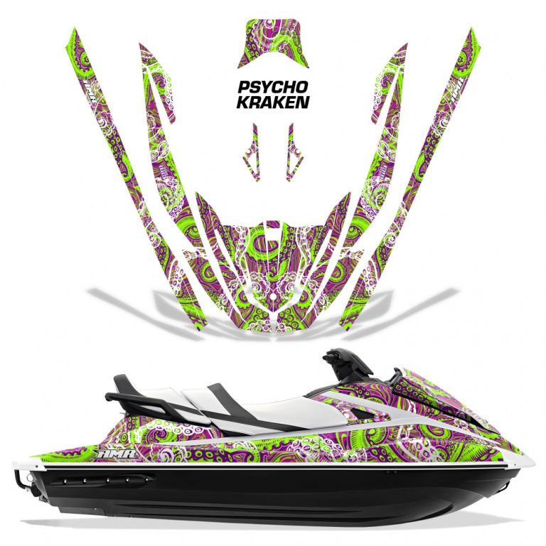 Psycho Kraken Hintergrund = Lila, Designfarbe = Grün für Yamaha VX Cruiser/VX Deluxe 2015-2020