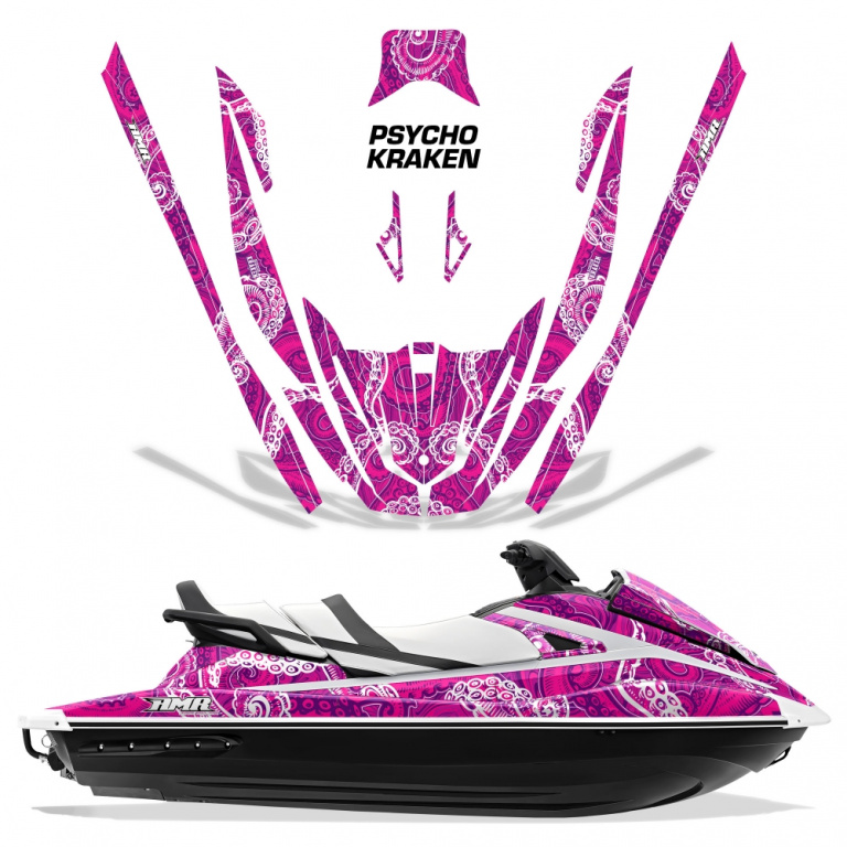 Psycho Kraken Hintergrund = Pink, Designfarbe = Lila für Yamaha VX Cruiser/VX Deluxe 2015-2020