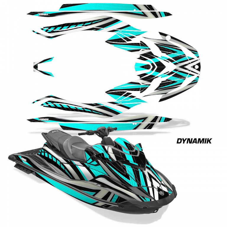 Dynamik Background = Black, Design color = Teal Blue for Yamaha WaveRunner GP 1800R 21-23
