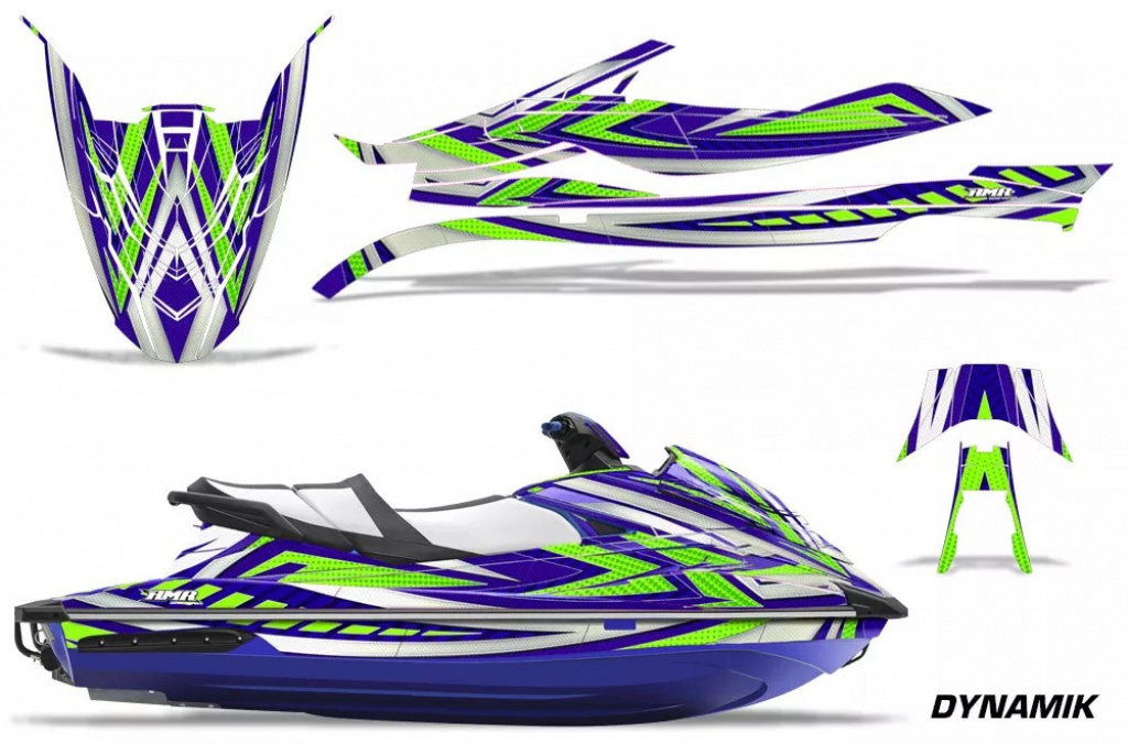 Dynamik Hintergrund = Blau, Designfarbe = Grün für Yamaha WaveRunner GP 1800 17-20