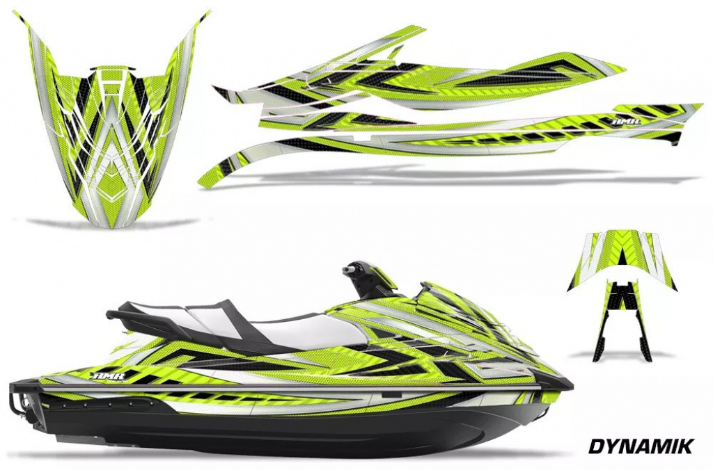 Dynamik Hintergrund = Lime Grün, Designfarbe = Schwarz für Yamaha WaveRunner GP 1800 17-20