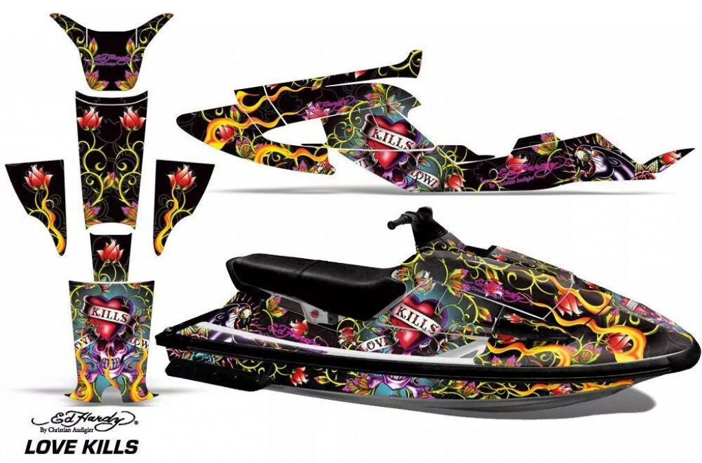 Ed-Hardy - LoveKills Schwarz für Yamaha Wave Raider 1994-1996