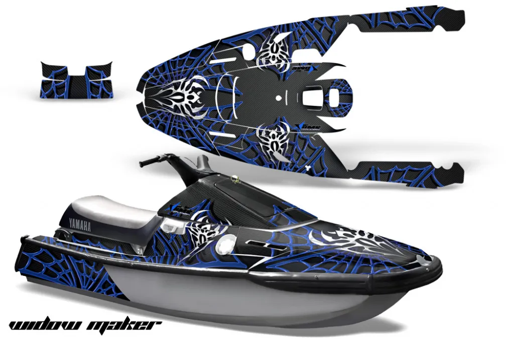 Widow Maker Background = Black, Design color = Blue for Yamaha Wave Runner 3 1991-1996