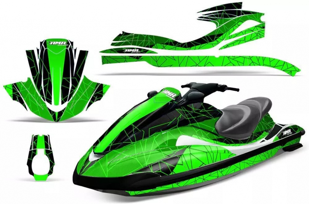 Geometrik Background = Black, Design color = Green for Yamaha Wave Runner 2002-2005