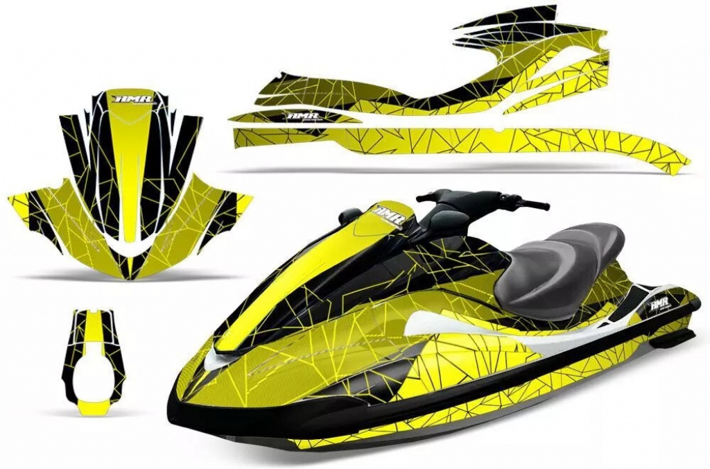 Geometrik Background = Black, Design color = Yellow for Yamaha Wave Runner 2002-2005