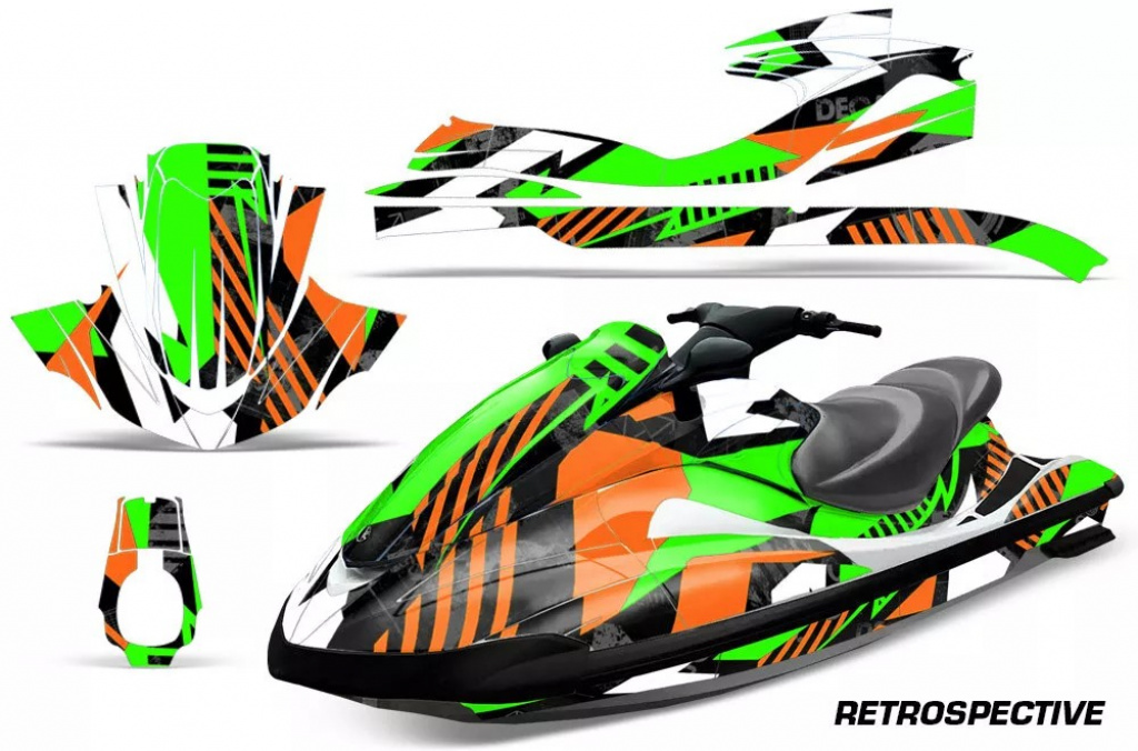 Retrospective Background = Orange, Design color = Green for Yamaha Wave Runner 2002-2005