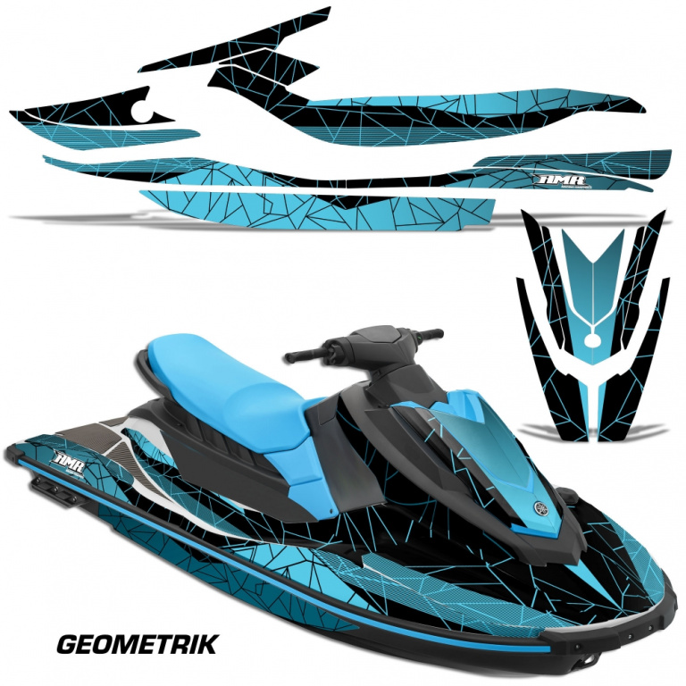 Geometrik Background = Black, Design color = Aqua Blue for Yamaha Wave Runner EX Deluxe 17-20