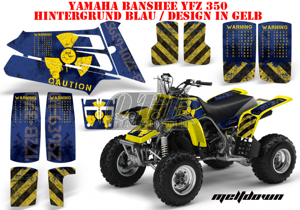 Meltdown Hintergrund = Blau, Designfarbe = Gelb für Yamaha Banshee YFZ 350