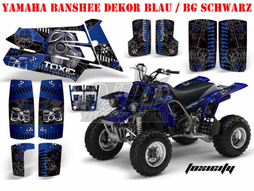 Toxicity Hintergrund = Schwarz, Designfarbe = Blau für Yamaha Banshee YFZ 350
