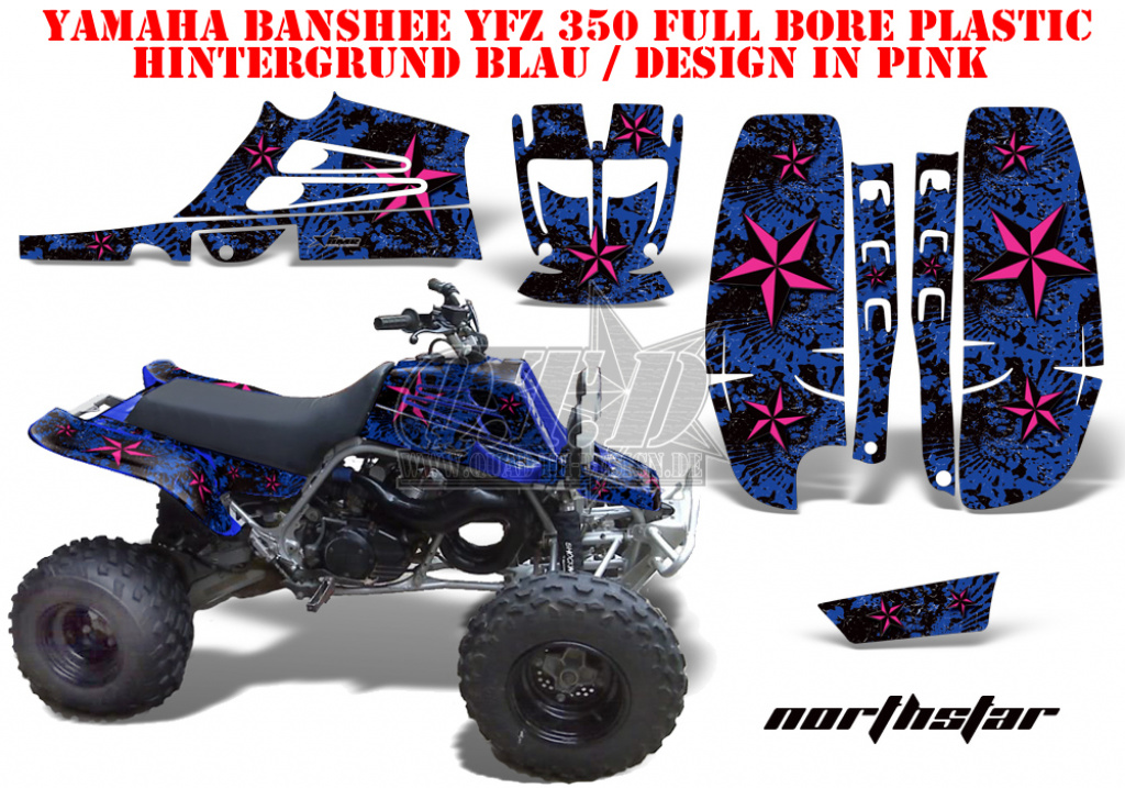 Northstar Hintergrund = Blau, Designfarbe = Pink für Yamaha Banshee YFZ 350 Full Bore