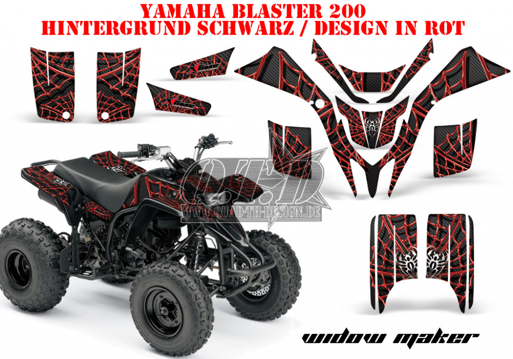 Widow Maker Background = Black, Design color = Red for Yamaha Blaster YFS 200