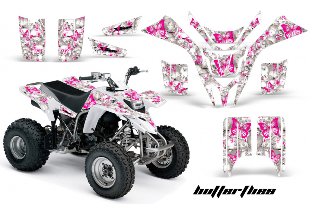 Butterfly Background = White, Design color = Pink for Yamaha Blaster YFS 200