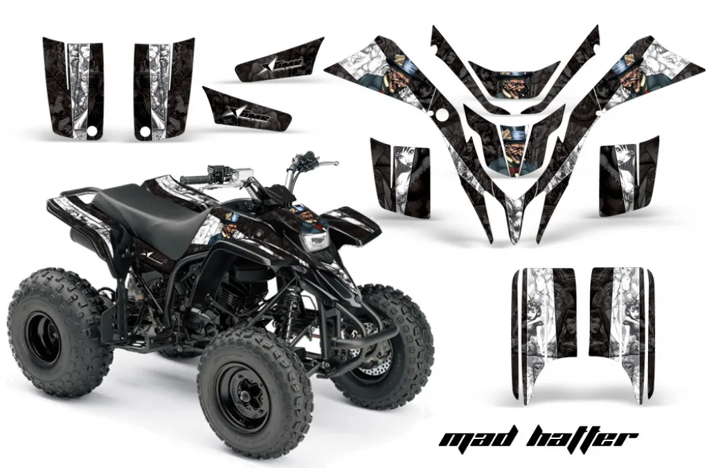 Mad-Hatter Background = Black, Design color = White for Yamaha Blaster YFS 200