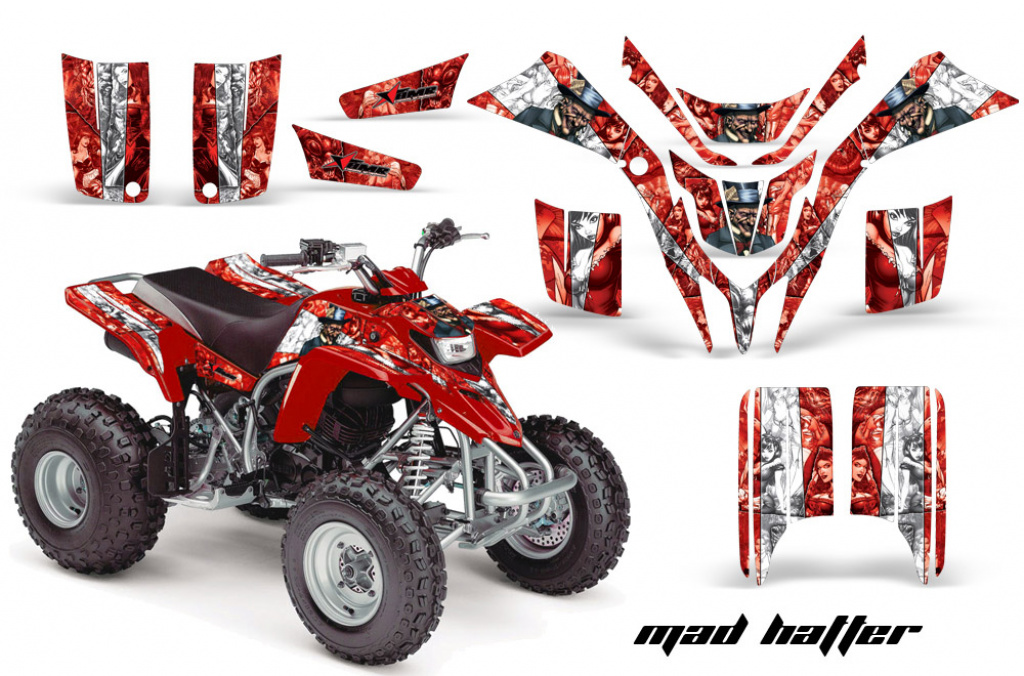 Mad-Hatter Background = Red, Design color = White for Yamaha Blaster YFS 200
