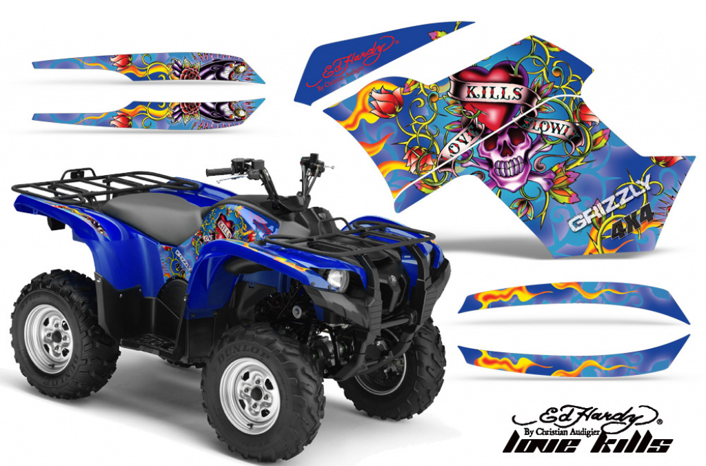 Ed-Hardy - LoveKills Blau für Yamaha Grizzly 700/550 2007-2014