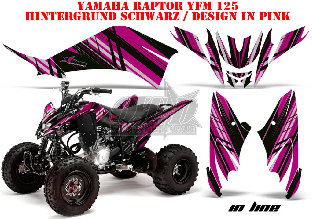 Inline Hintergrund = Schwarz, Designfarbe = Pink für Yamaha Raptor 125