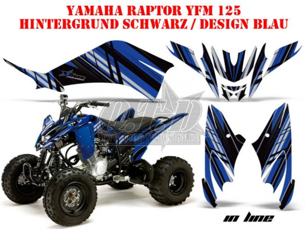 Inline Hintergrund = Schwarz, Designfarbe = Blau für Yamaha Raptor 125