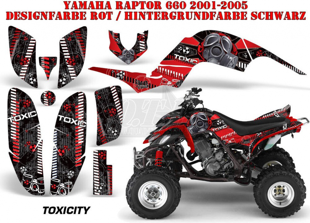 Toxicity Background = Black, Design color = Red for Yamaha Raptor YFM 660
