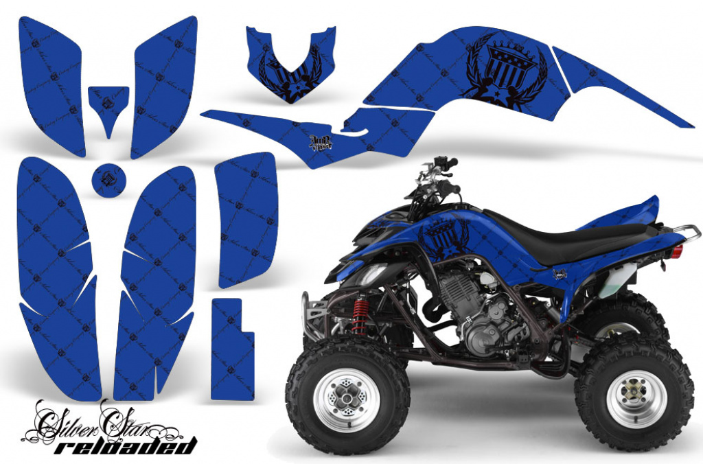 SilverStar - Reloaded Background = Blue, Design color = Black for Yamaha Raptor YFM 660
